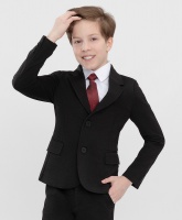 Пиджак классический из плотного трикотажа черный Button Blue, школьная форма для мальчиков  фото, kupilegko.ru